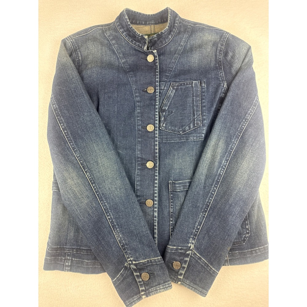 Lauren Ralph Lauren Denim Chore Jacket Medium Wash Mandarin Collar Blue Size M